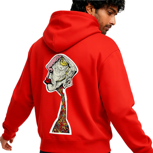 Enigma Gaze Printed Red Hoodie FLYAF