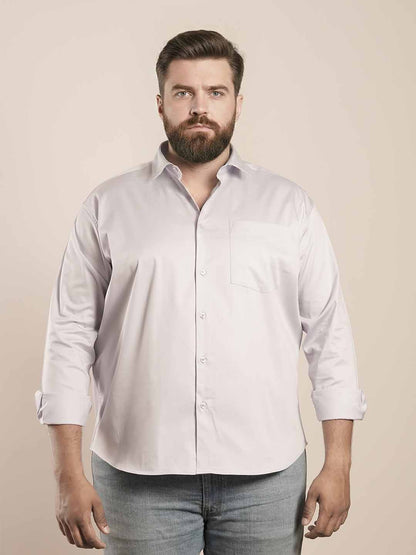 Soft Off-White Regular Fit Formal Satin Shirt for men (NAYEL)