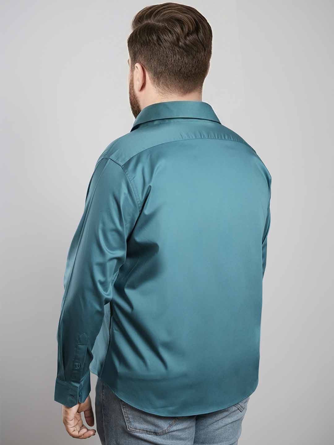 Teal Blue Regular Fit Formal Satin Shirt for men (DAMAS)