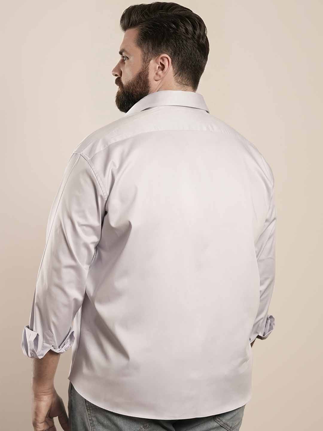 Soft Off-White Regular Fit Formal Satin Shirt for men (NAYEL)