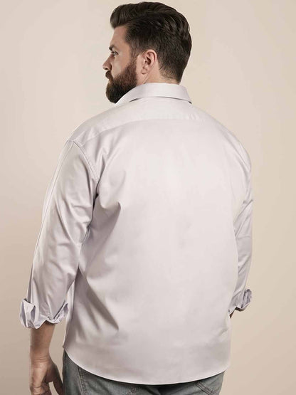 Soft Off-White Regular Fit Formal Satin Shirt for men (NAYEL)