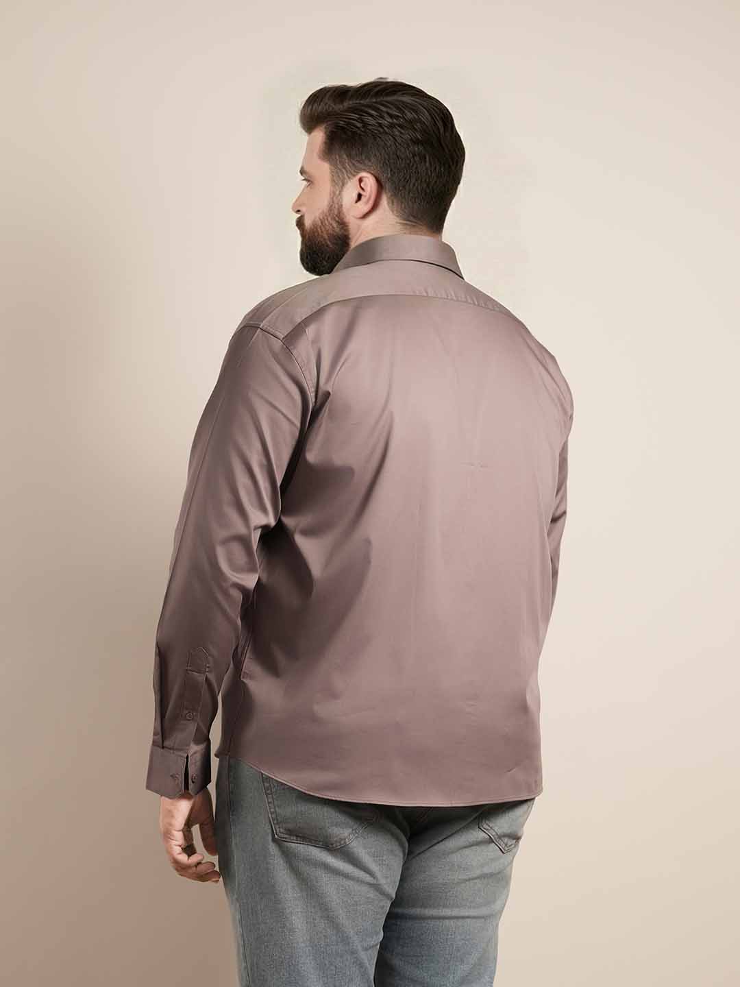 Dusty Rose Beige Regular Fit Formal Satin Shirt for men (PRITO)