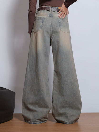 80s Dust Blue Washed Super Wide Leg Jeans
