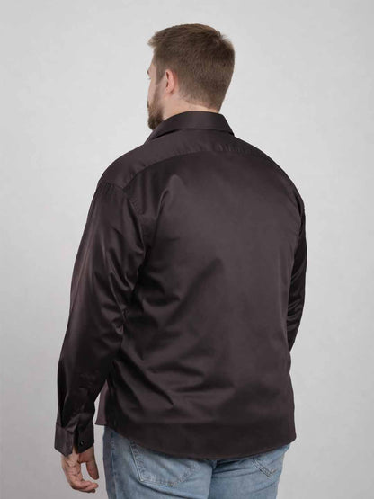 Deep Cocoa Brown Regular Fit Formal Satin Shirt for men (LUDON)