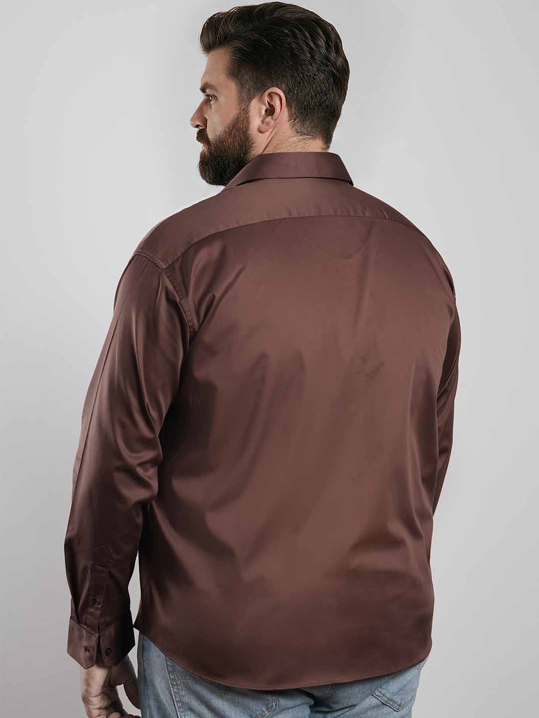 Brown Regular Fit Formal Satin Shirt for men (RUFEN)
