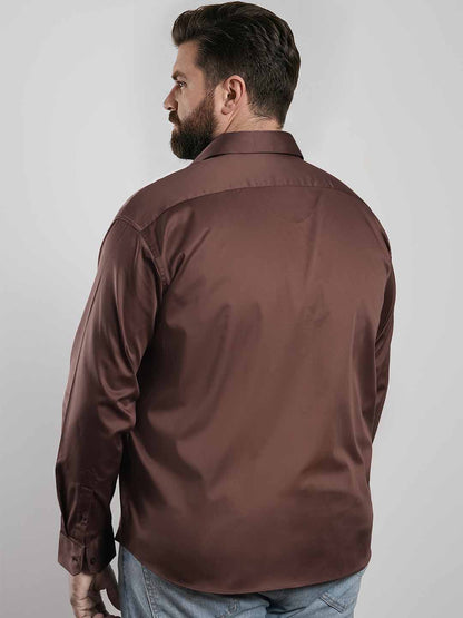 Brown Regular Fit Formal Satin Shirt for men (RUFEN)