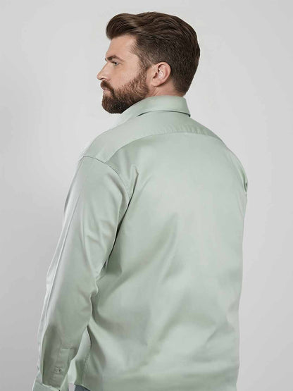 Green Regular Fit Formal Satin Shirt for men (TADEO)