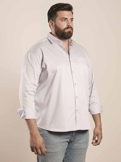 Soft Off-White Regular Fit Formal Satin Shirt for men (NAYEL)