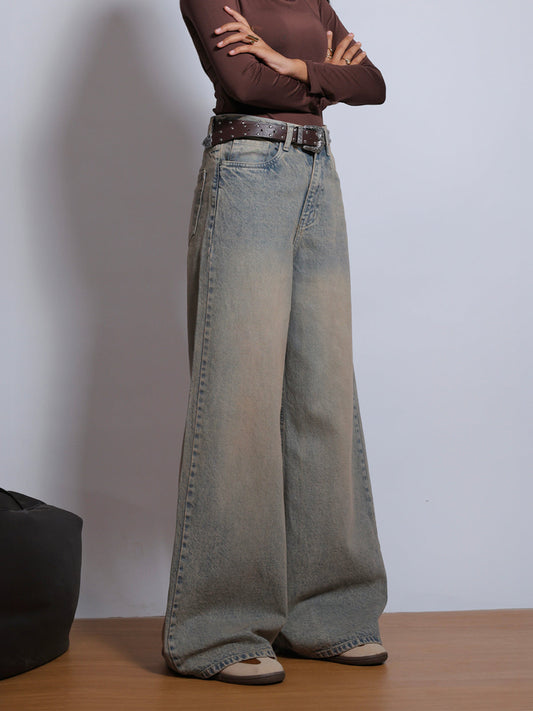 80s Dust Blue Washed Super Wide Leg Jeans