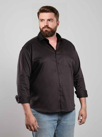 Deep Cocoa Brown Regular Fit Formal Satin Shirt for men (LUDON)