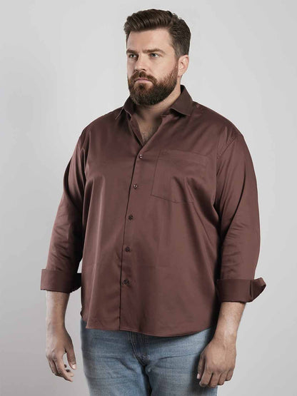 Brown Regular Fit Formal Satin Shirt for men (RUFEN)