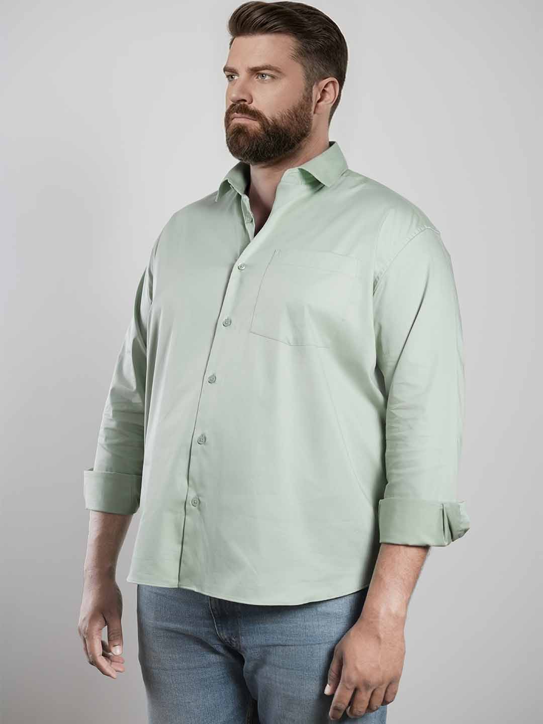 Green Regular Fit Formal Satin Shirt for men (TADEO)