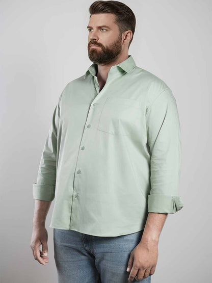 Green Regular Fit Formal Satin Shirt for men (TADEO)