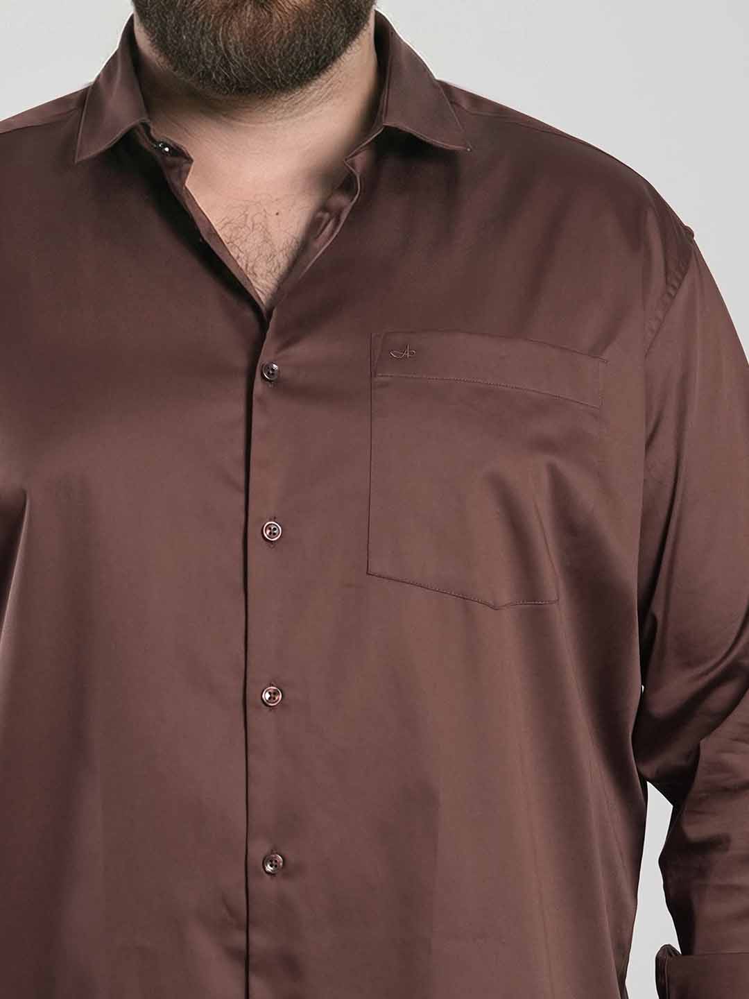 Brown Regular Fit Formal Satin Shirt for men (RUFEN)