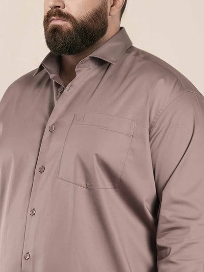 Dusty Rose Beige Regular Fit Formal Satin Shirt for men (PRITO)