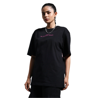 Night Club Round Neck Printed Black T-Shirt FLYAF