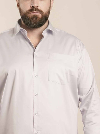 Soft Off-White Regular Fit Formal Satin Shirt for men (NAYEL)