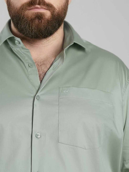 Green Regular Fit Formal Satin Shirt for men (TADEO)