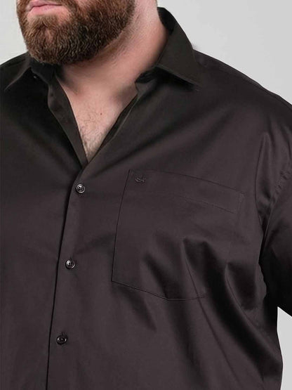 Deep Cocoa Brown Regular Fit Formal Satin Shirt for men (LUDON)