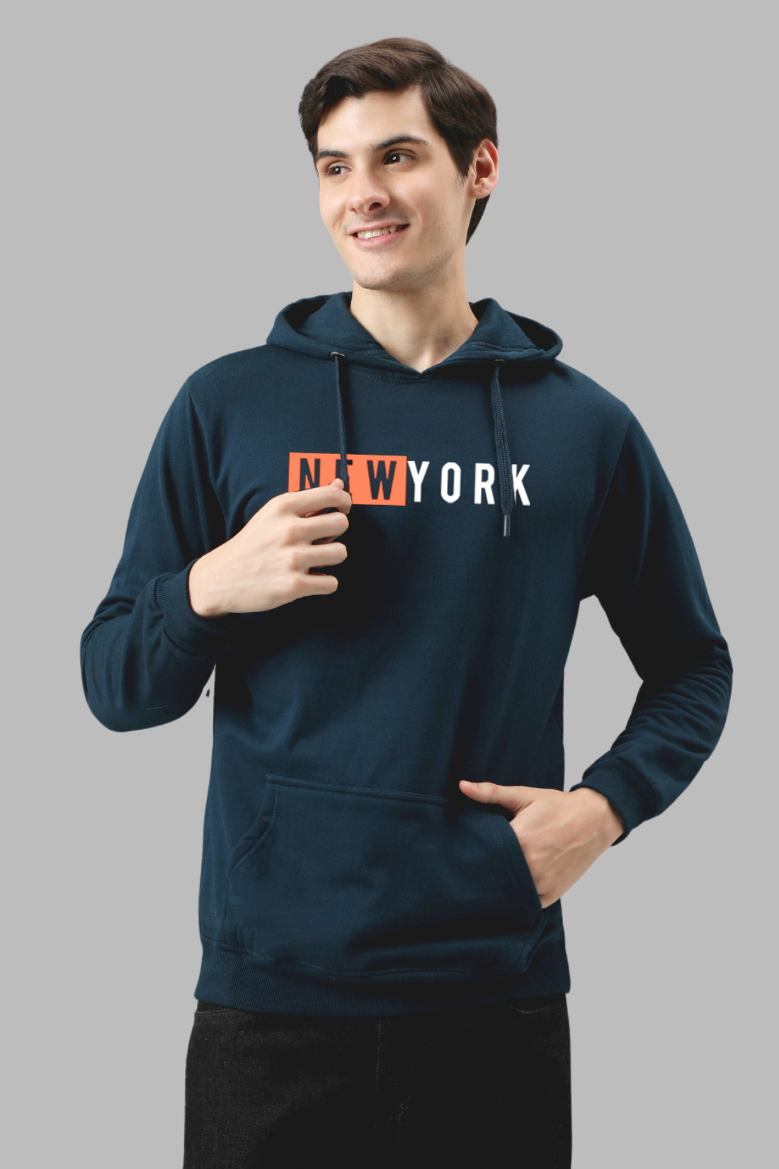 ADRO Men's Cotton Hooded Neck / Turtle Neck Sweatshirt