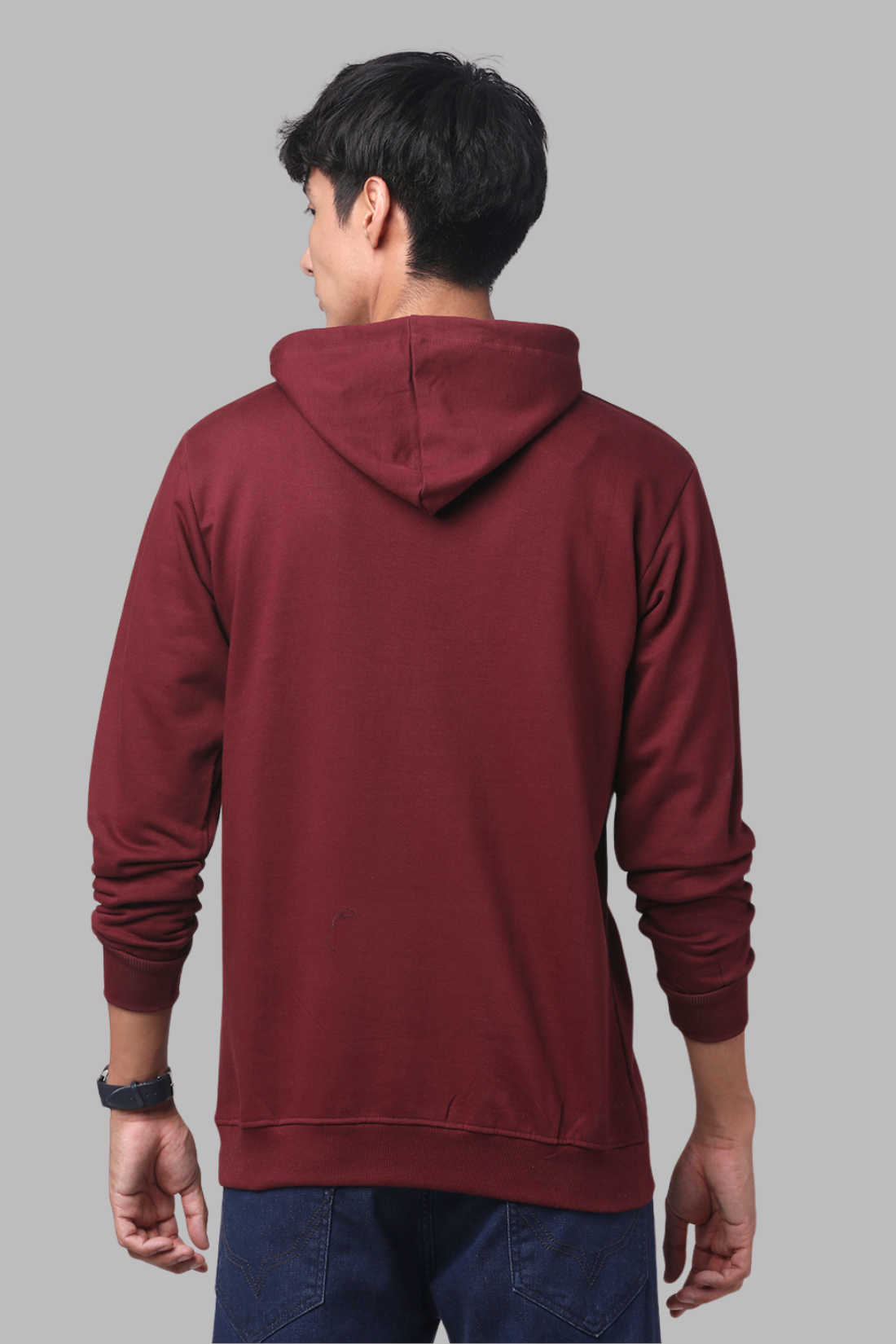 Cotton Solid Maroon Hoodie
