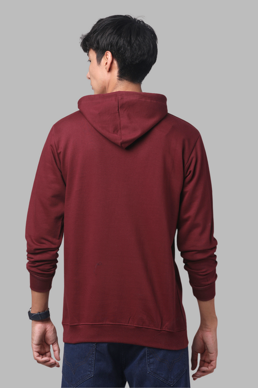 Cotton Solid Maroon Hoodie