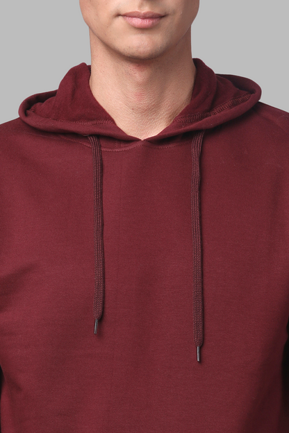 Cotton Solid Maroon Hoodie