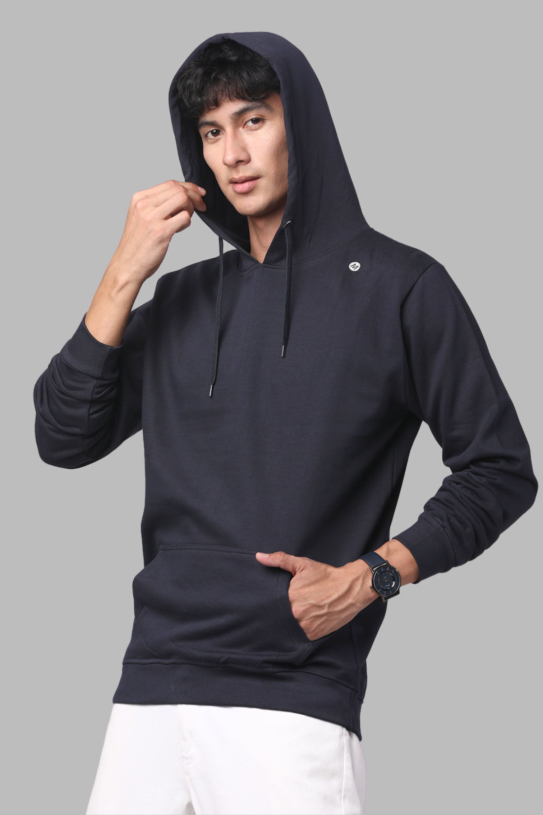 Cotton Hooded Navy Hoodie