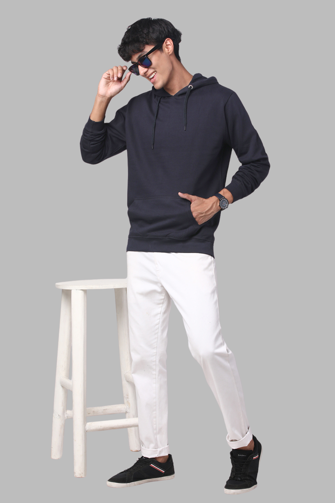 Cotton Hooded Navy Hoodie