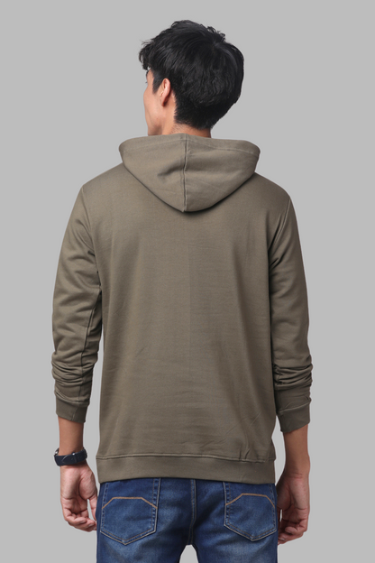 Cotton Solid Olive Hoodie