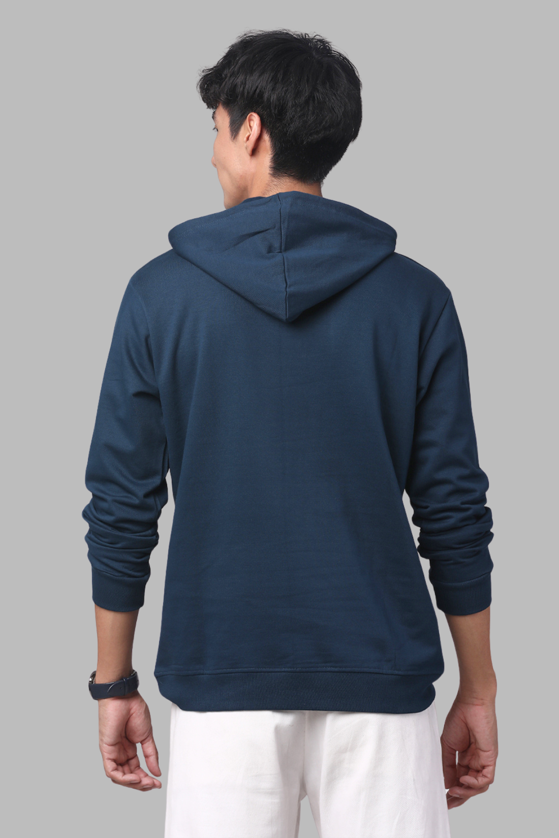 Cotton Solid Teal Hoodie