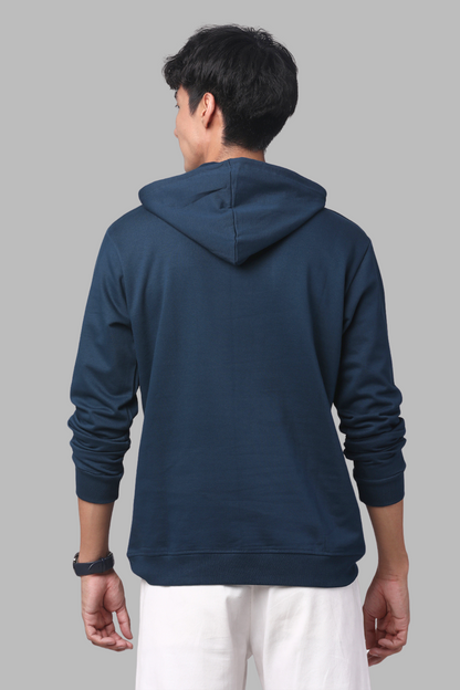 Cotton Solid Teal Hoodie