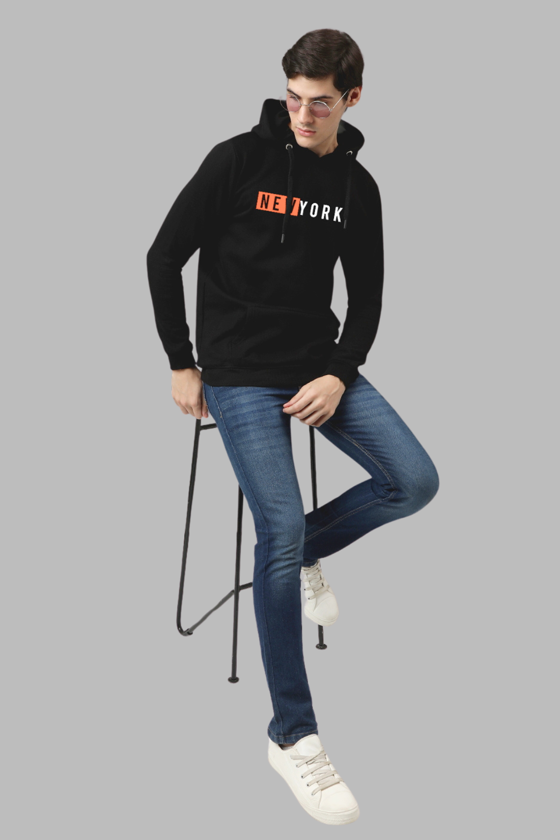 ADRO Men's Cotton Hooded Neck / Turtle Neck Sweatshirt