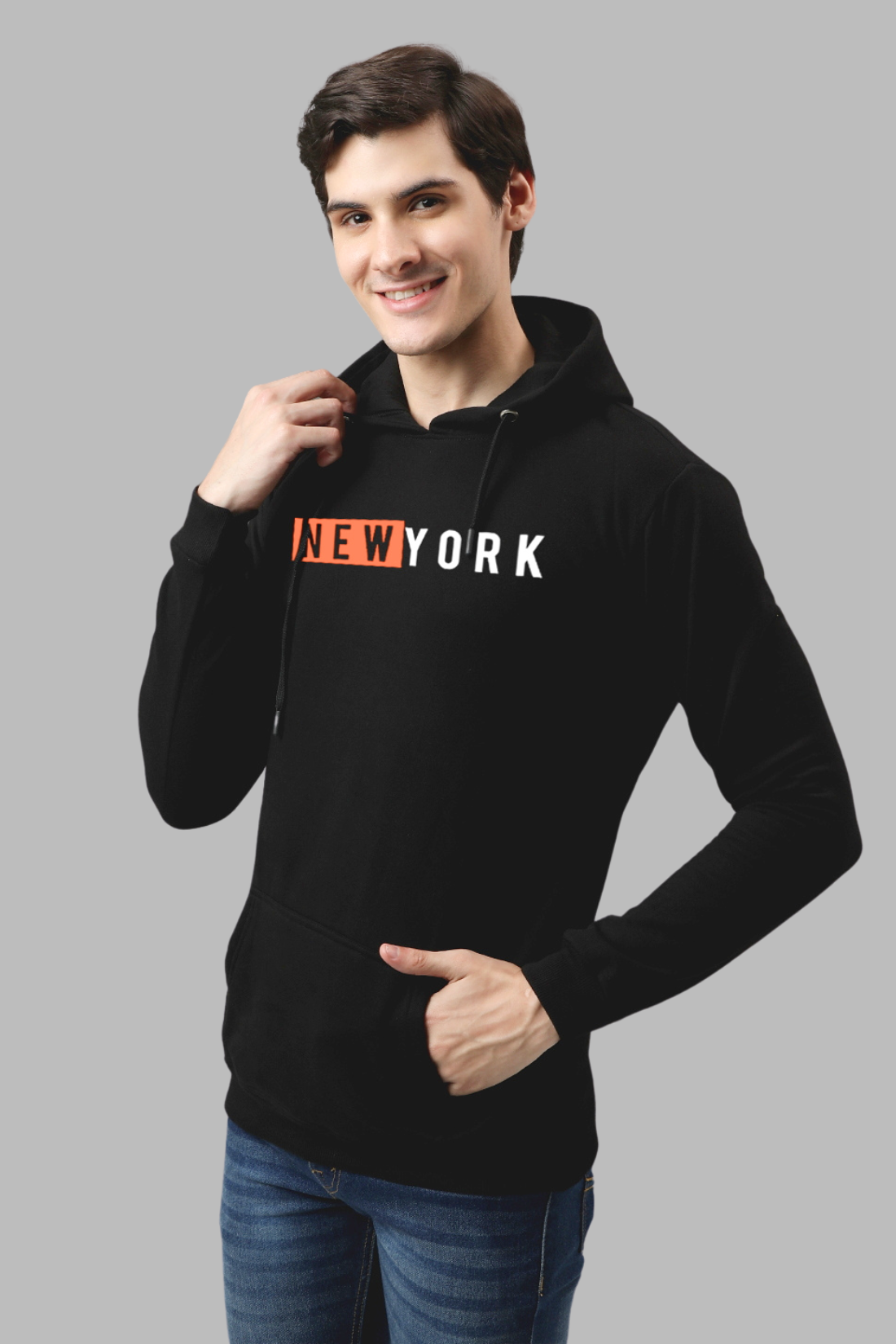 ADRO Men's Cotton Hooded Neck / Turtle Neck Sweatshirt