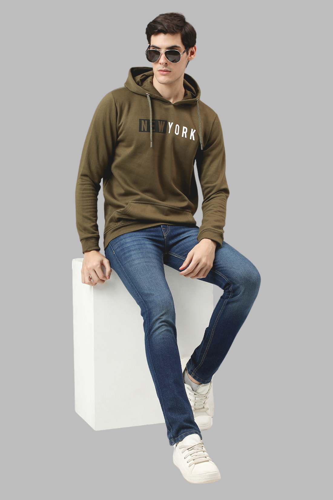 ADRO Men's Cotton Hooded Neck / Turtle Neck Sweatshirt