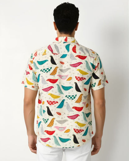 Bird Prints Cream Shirt