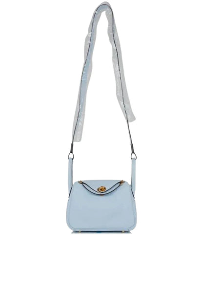 Hermès Mini Lindy Bleu Brume Swift Gold Hardware