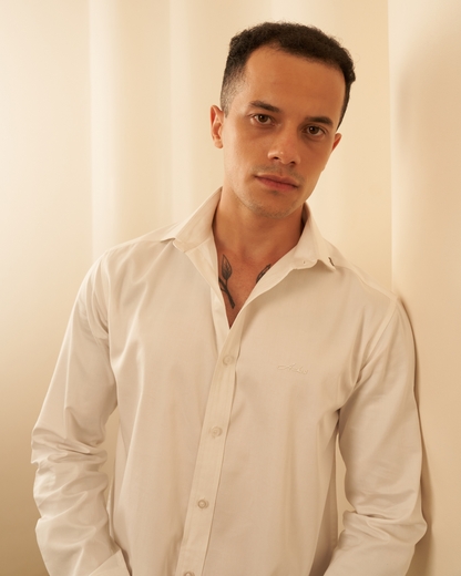 Slim Fit All White Shirt Aachari
