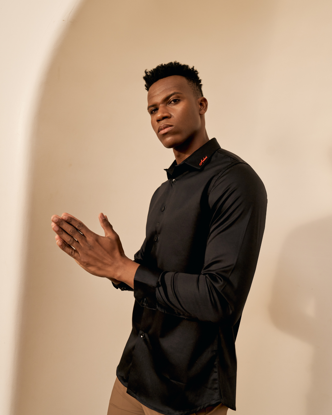 Signature Collar Black Shirt Aachari