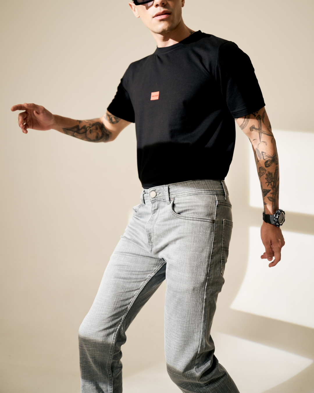 Grey Denim Slim Fit Aachari