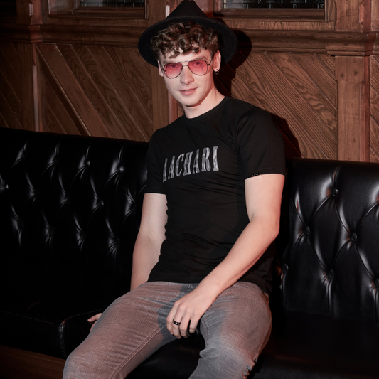 Aachari Men's Casual Black T-shirt