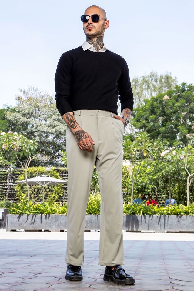 Grey Baggy fit Street Savvy Double Pleated Korean Trousers