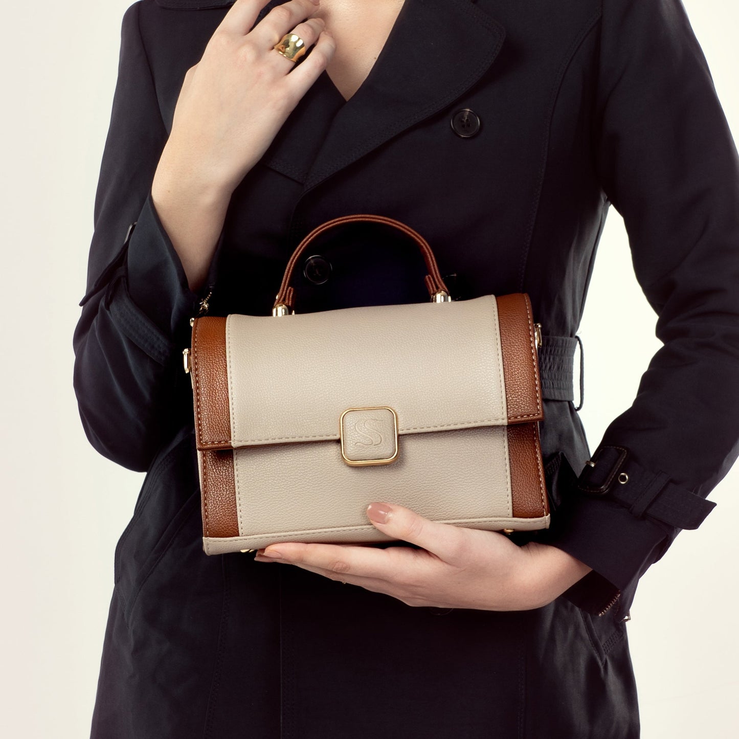 Walnut Crème Serena Handbag cum Sling bag