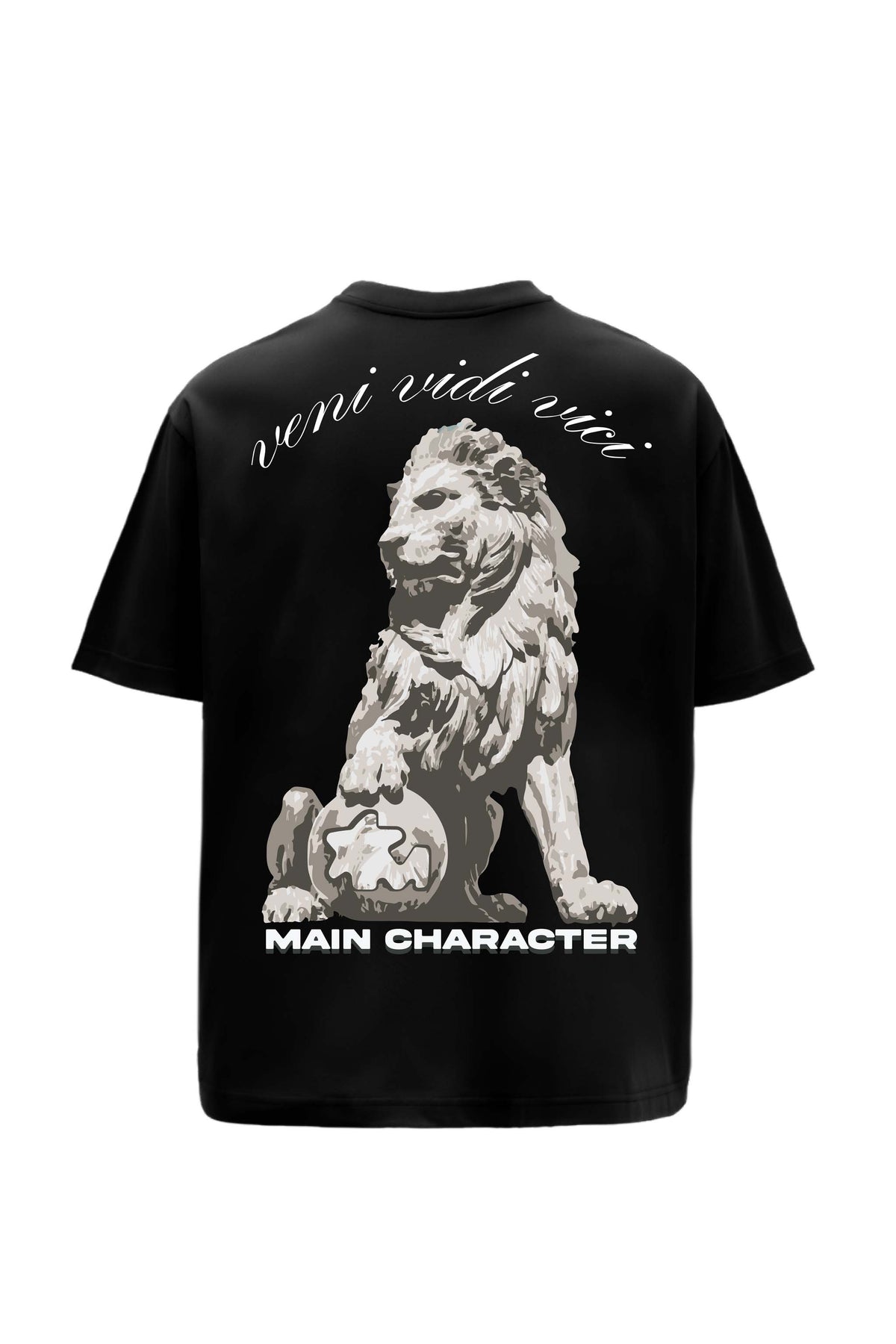 Veni Vidi Vici Printed Black Oversized  T-Shirt Main Character
