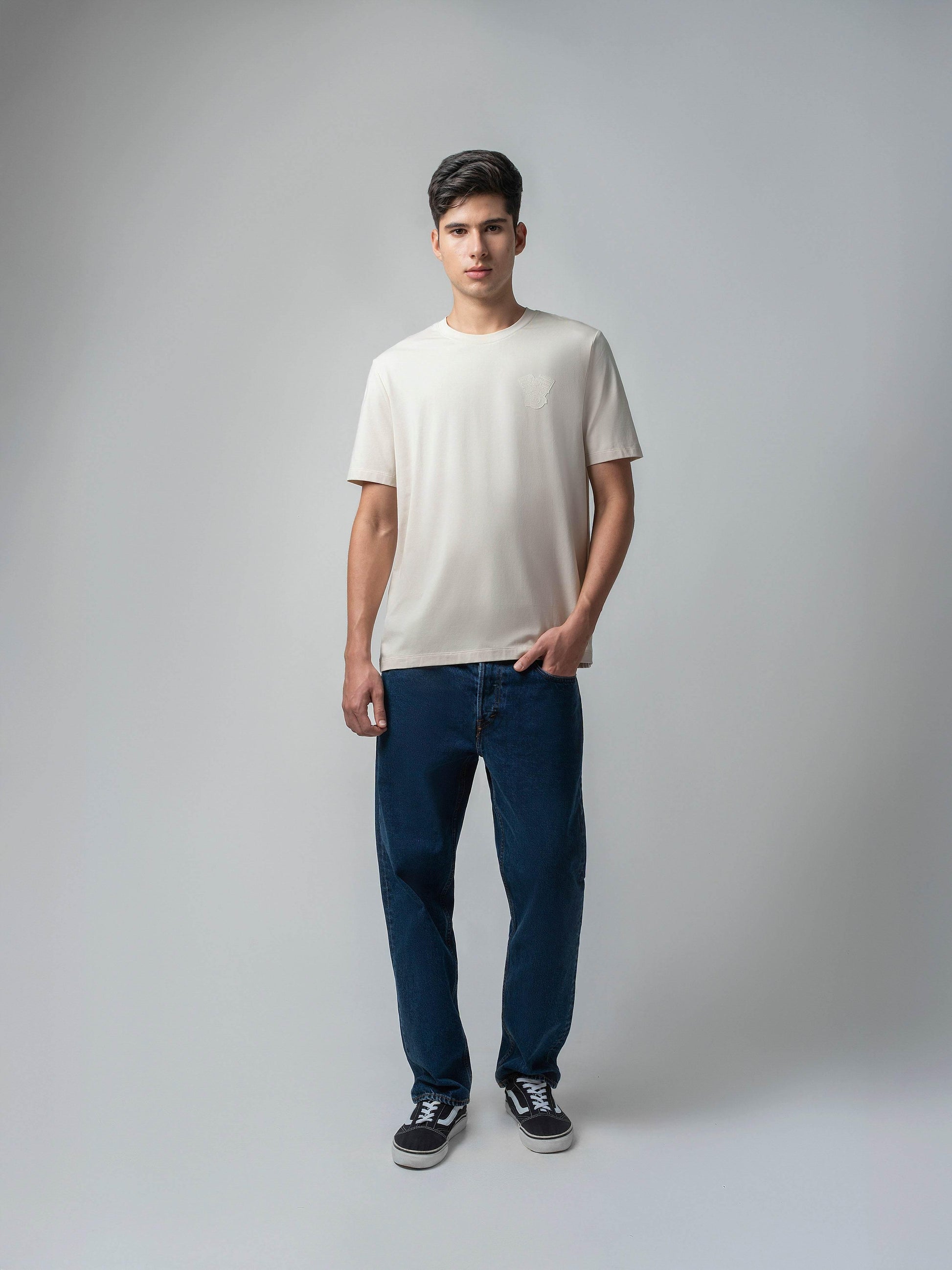Iconic Emblem Beige Color T Shirt for Men