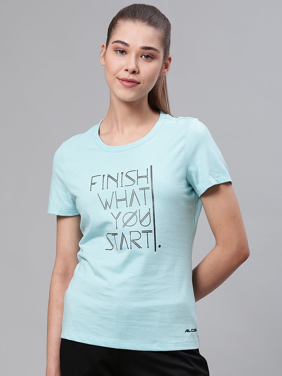 Alcis Women Printed Blue Crew