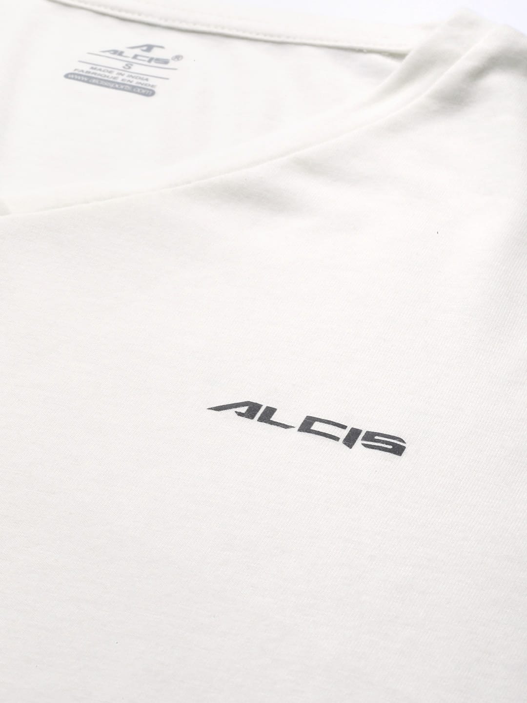 Alcis Women Off-White Solid V-Neck High-Low Training T-shirt