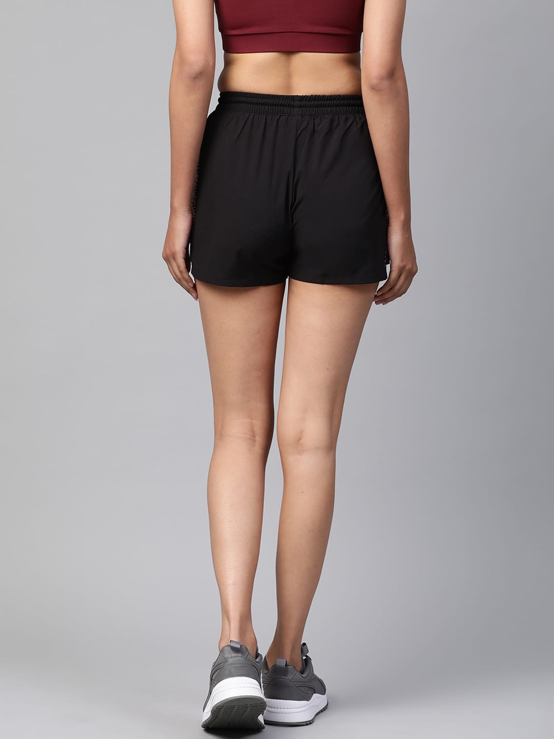 Alcis Women Black Solid Slim Fit Regular Shorts