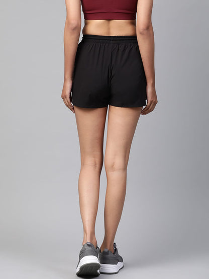 Alcis Women Black Solid Slim Fit Regular Shorts