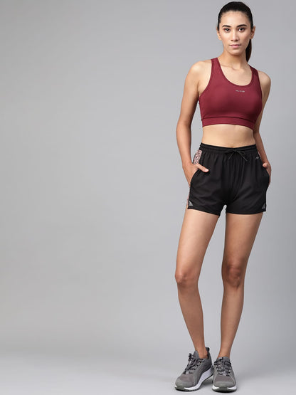 Alcis Women Black Solid Slim Fit Regular Shorts
